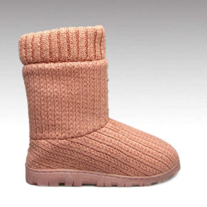 Fashion Pink Knit Upper Anti-slip TPR Sole Warm Knit Lining Women Winter Indoor Boots
