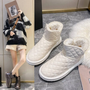 New Waterproof Fur Snow Boots Warm Snow Shoes Low Tube Female Cotton Shoes for Women