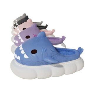 Custom Winter Shark Slides Slippers Cartoon Indoor Outdoor Warm Plush Slippers for Women