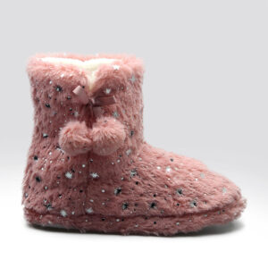 Cozy Warm Plush Bedroom Ladies Winter Slipper Boots with Pom Poms