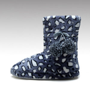 Trendy Dot Design Pattern Print Fleece With Bulb Decorative Soft Sherpa Lining Winter Indoor Women Boots