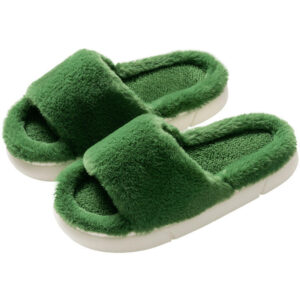 New Women Fashion Open Toe Thick Sole Soft Furry Home slippers Lady Fur Plush Casual House Indoor slippers