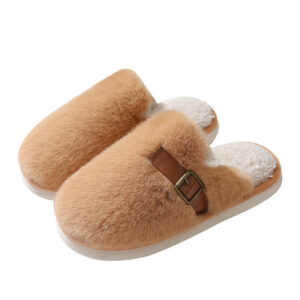 Unisex New Fashion Trend Faux Fur Home Indoor slippers Female Anti slip Thick Soled Plush Cotton Winter Shoes