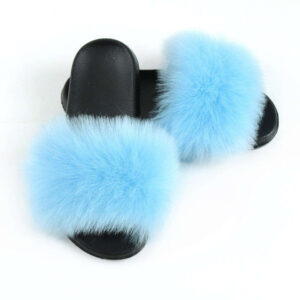 Chinese Manufacture Custom Outdoor Slider Sandals Faux Fox Fur Slides Indoor Slipper for Women