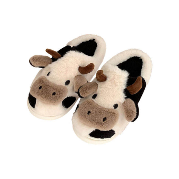 Fuzzy Slippers Cute Women Kawaii Slippers Fluffy Cow Cotton House Slippers - Image 2