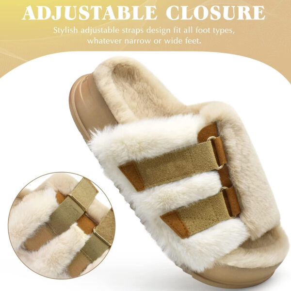 Stylish Open Toe Slipper Furry Faux Slippers for Women Inside and Outside Fur Slippers - Image 2