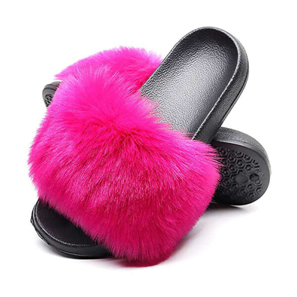 Chinese Manufacture Custom Outdoor Slider Sandals Faux Fox Fur Slides Indoor Slipper for Women - Image 2