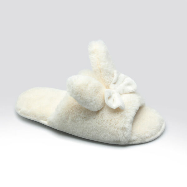 2020 Fancy Fluffy Fur Open Toe Indoor Girls slippers with Bow - Image 2