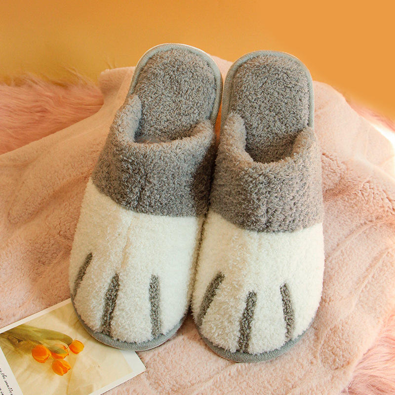 Winter House Warm Plush slippers for Women Cute Cat Paw Style Bedroom Home Anti slip Indoor Lady slippers - Image 3