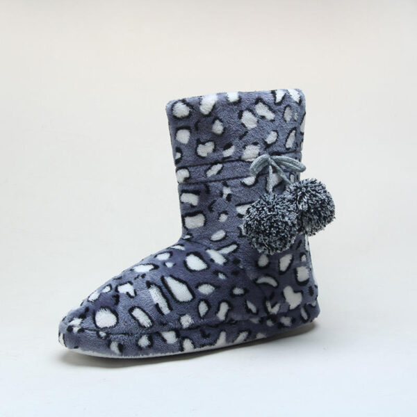 Trendy Dot Design Pattern Print Fleece With Bulb Decorative Soft Sherpa Lining Winter Indoor Women Boots - Image 3