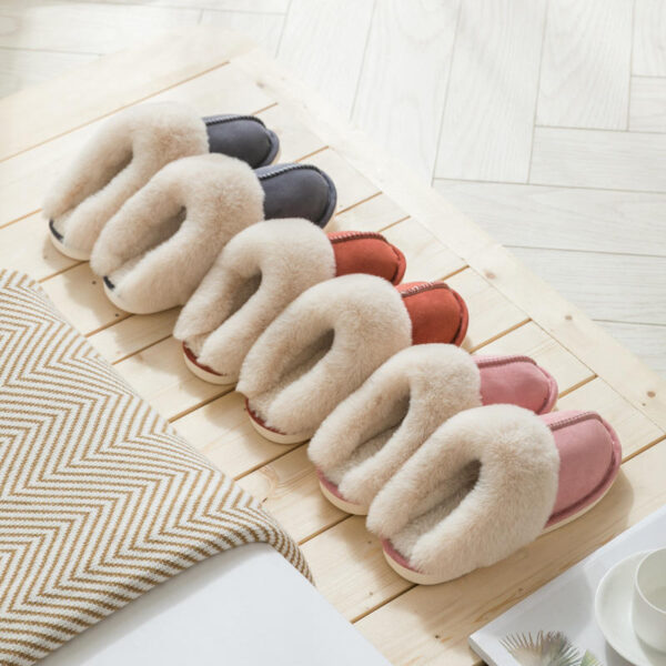 2023 Autumn Winter Suede Plush slippers Home Warm slippers Men and Women slippers - Image 4