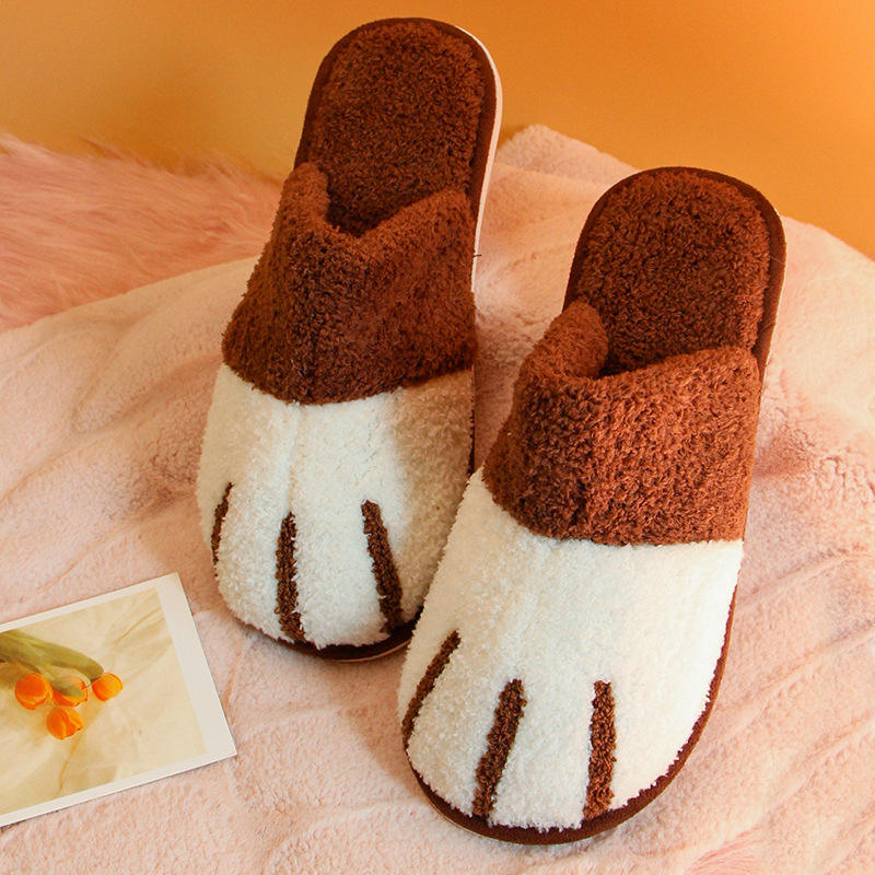 Winter House Warm Plush slippers for Women Cute Cat Paw Style Bedroom Home Anti slip Indoor Lady slippers - Image 4