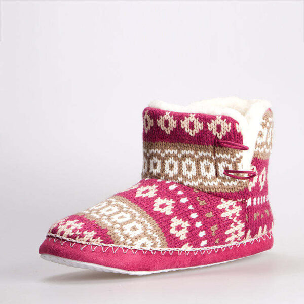 Hot Sale Knit Pattern Upper Warm Anti-slip Women Indoor Boots for Winter - Image 4