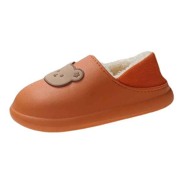 Cartoon Bear Plus Velvet Warm Bag with Waterproof Thick Bottom Non-slip Home Couple Cotton slippers for Woman - Image 4