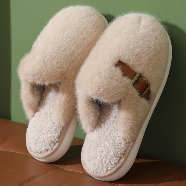 Unisex New Fashion Trend Faux Fur Home Indoor slippers Female Anti slip Thick Soled Plush Cotton Winter Shoes - Image 4