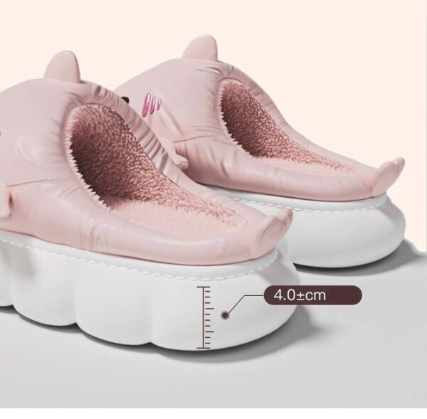 Custom Winter Shark Slides Slippers Cartoon Indoor Outdoor Warm Plush Slippers for Women - Image 5
