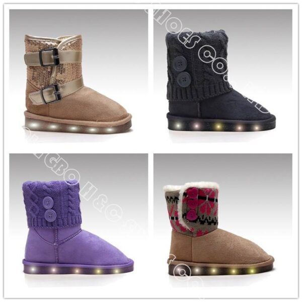 HC-563 2016 Winter Fur Kids Light up Led Boots - Image 5