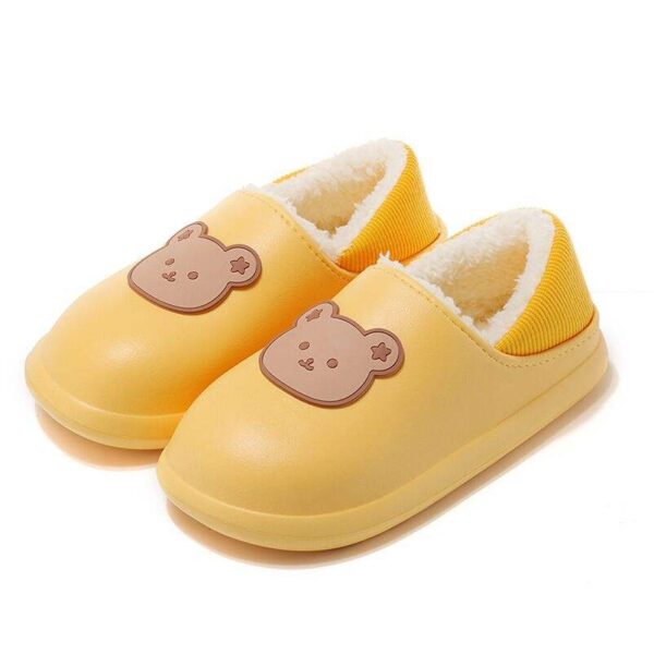 Cartoon Bear Plus Velvet Warm Bag with Waterproof Thick Bottom Non-slip Home Couple Cotton slippers for Woman - Image 5