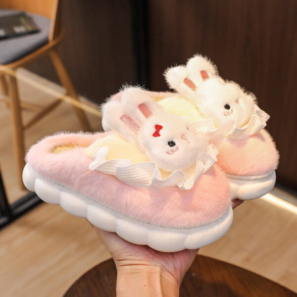 New Autumn and Winter Cute Cartoon Fur Plush Home House slippers for Kids Soft Warm Anti slip Girl Women Furry slippers - Image 5