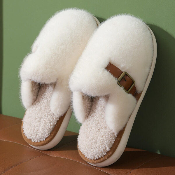 Unisex New Fashion Trend Faux Fur Home Indoor slippers Female Anti slip Thick Soled Plush Cotton Winter Shoes - Image 5