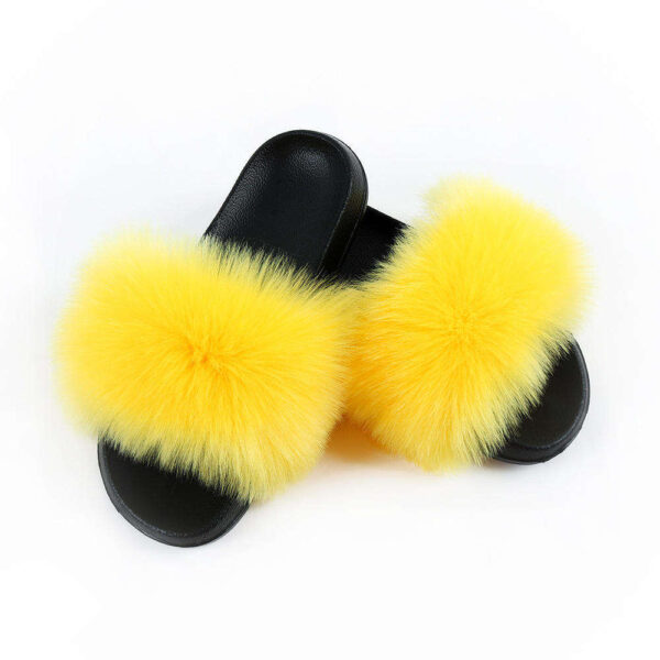 Chinese Manufacture Custom Outdoor Slider Sandals Faux Fox Fur Slides Indoor Slipper for Women - Image 5