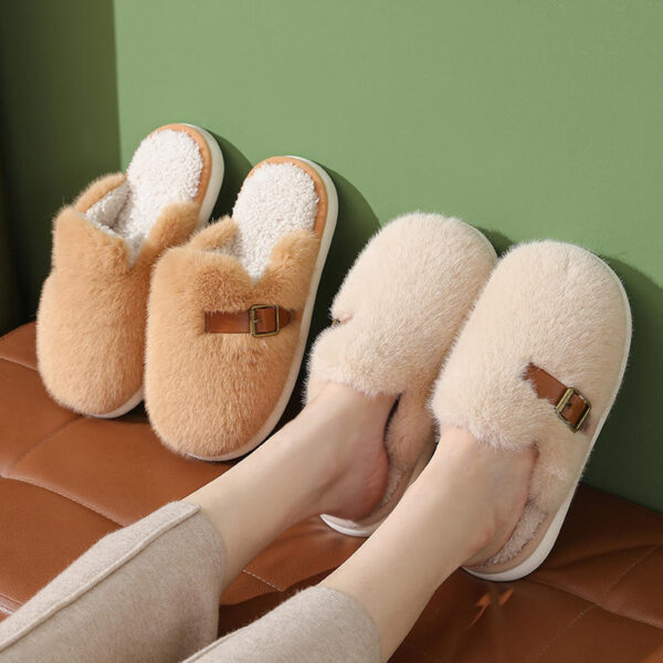 Unisex New Fashion Trend Faux Fur Home Indoor slippers Female Anti slip Thick Soled Plush Cotton Winter Shoes - Image 6