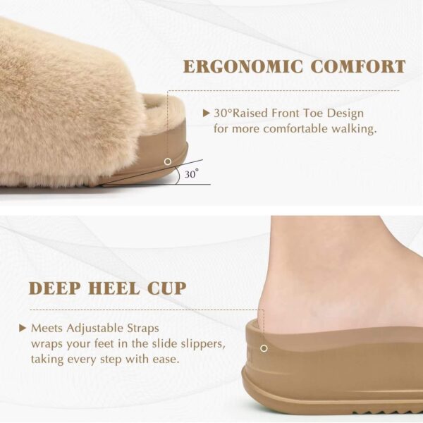 Stylish Open Toe Slipper Furry Faux Slippers for Women Inside and Outside Fur Slippers - Image 6