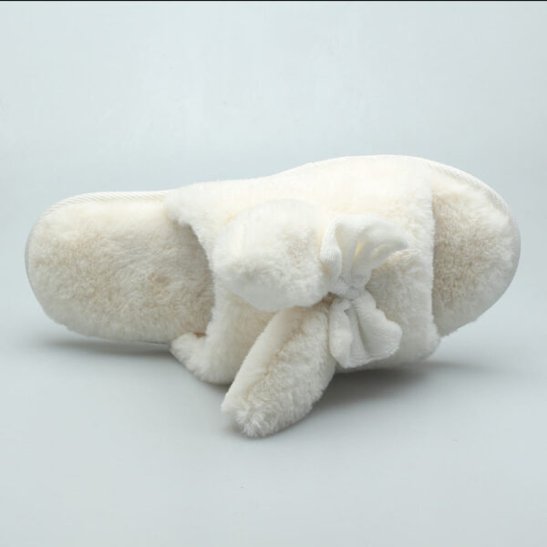 2020 Fancy Fluffy Fur Open Toe Indoor Girls slippers with Bow - Image 6
