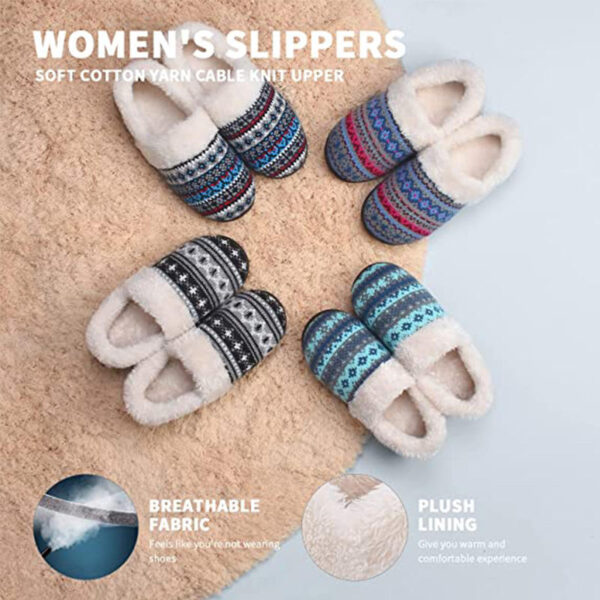Women's Slip-On Knit Slippers Memory Foam House Shoes Slippers - Image 7
